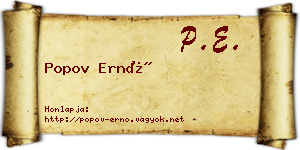 Popov Ernő névjegykártya